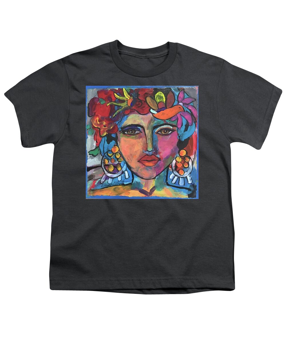 Women Youth T-Shirt featuring the painting Sofia con Pajaro by Elaine Elliott