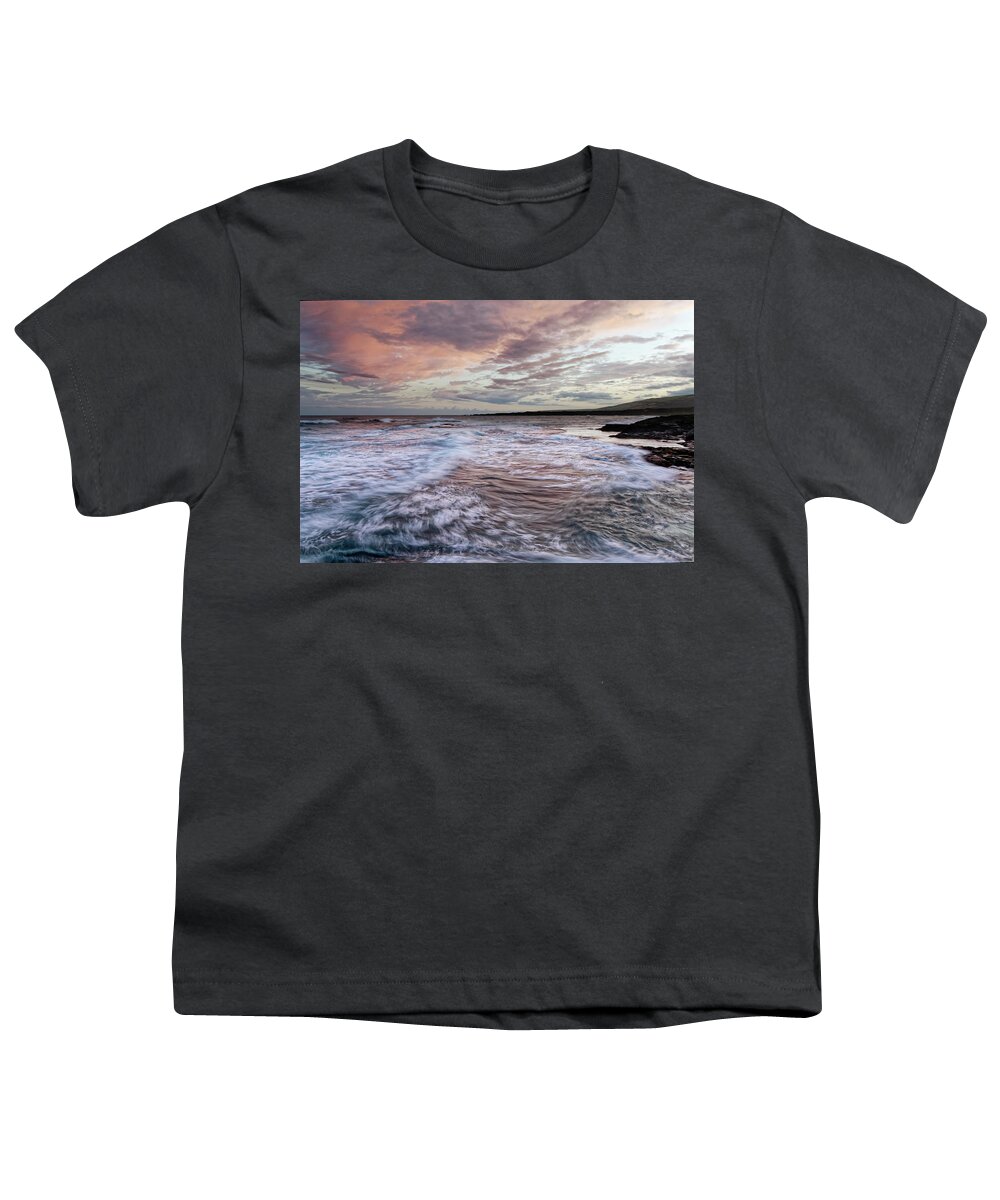 Soft Pink Sunset Youth T-Shirt featuring the photograph Soft Pink Hawaiian Sunset by Heidi Fickinger