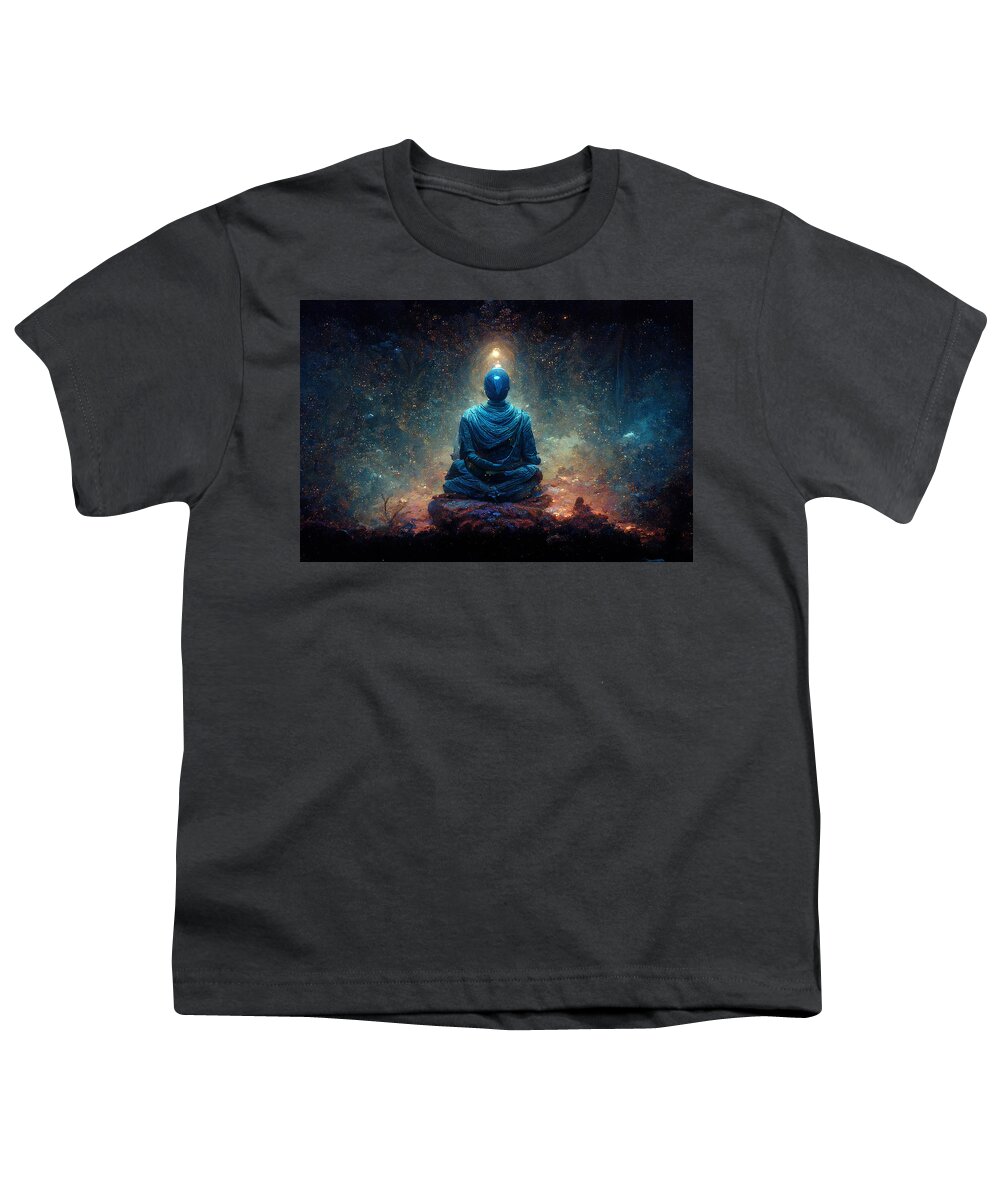 Spaceman Youth T-Shirt featuring the painting Space Buddha - oryginal artwork by Vart. by Vart