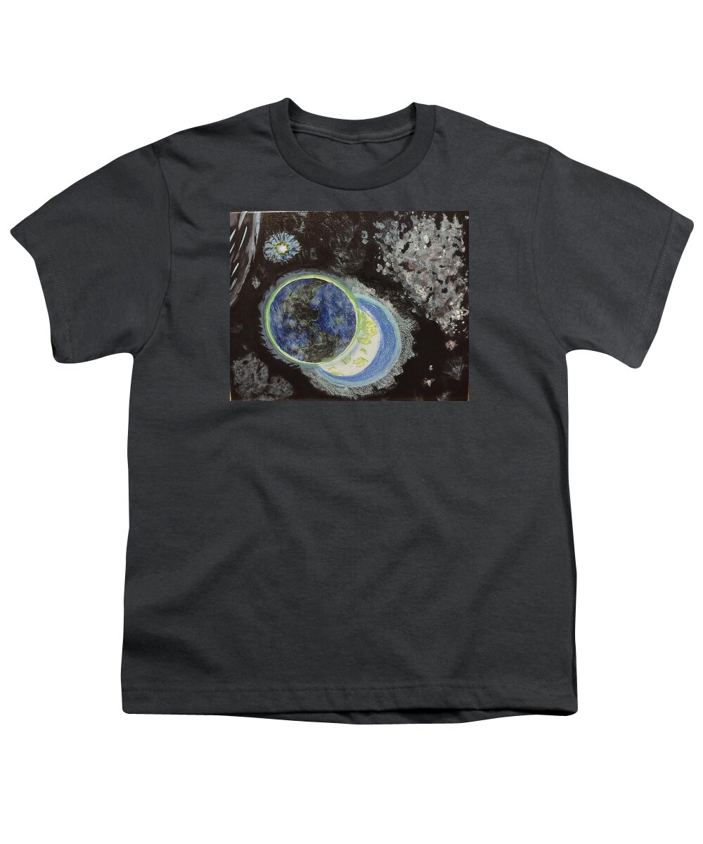 Space Youth T-Shirt featuring the painting Space Odessey by Suzanne Berthier