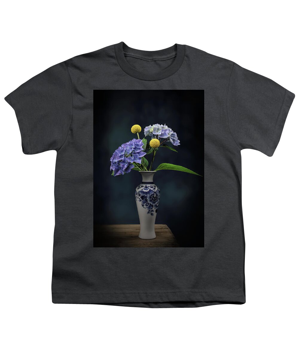 Still Life Youth T-Shirt featuring the digital art Still life blue and yellow by Marjolein Van Middelkoop