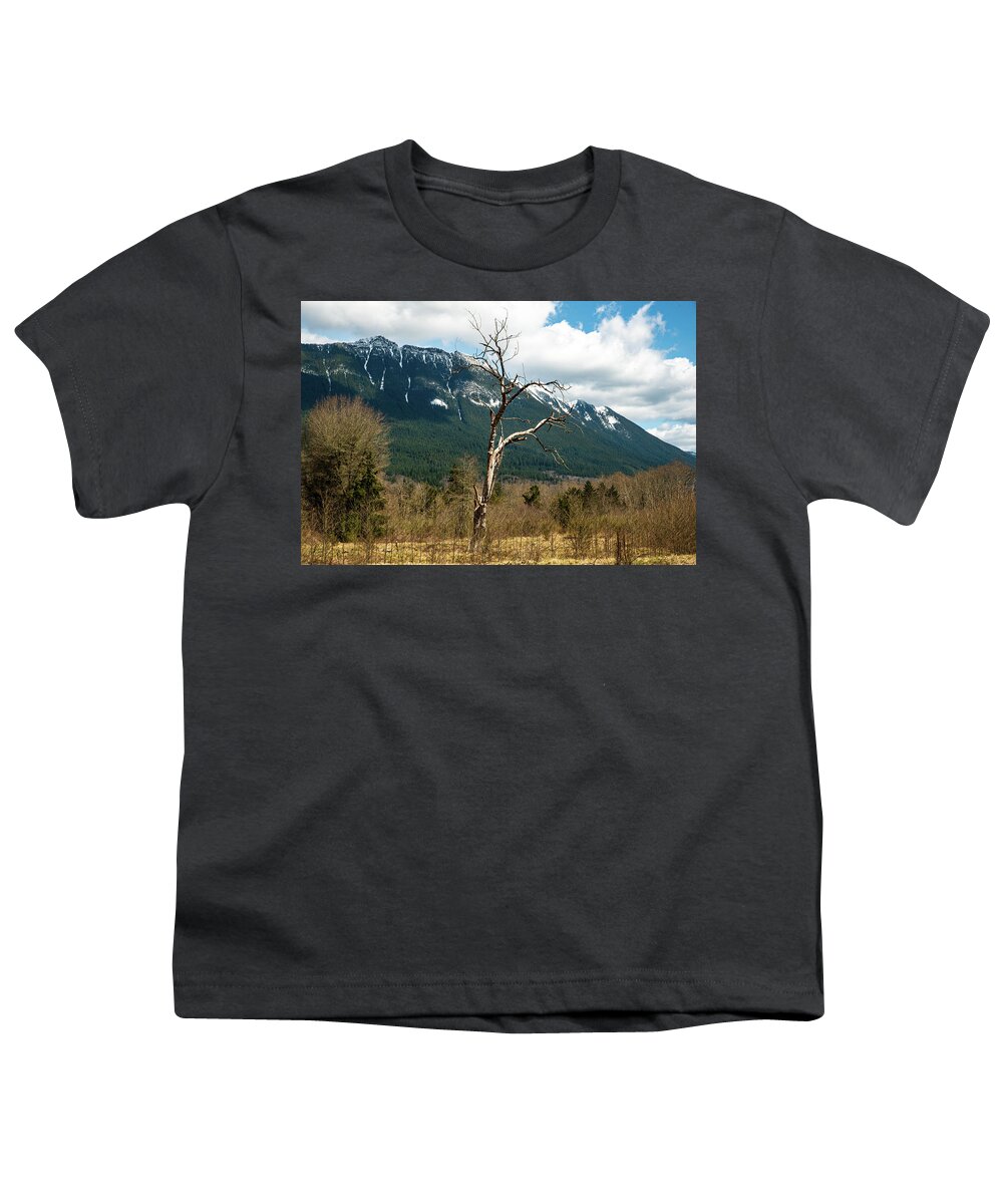 Stillaguamish Snag And Round Mountain Youth T-Shirt featuring the photograph Stillaguamish Snag and Round Mountain by Tom Cochran