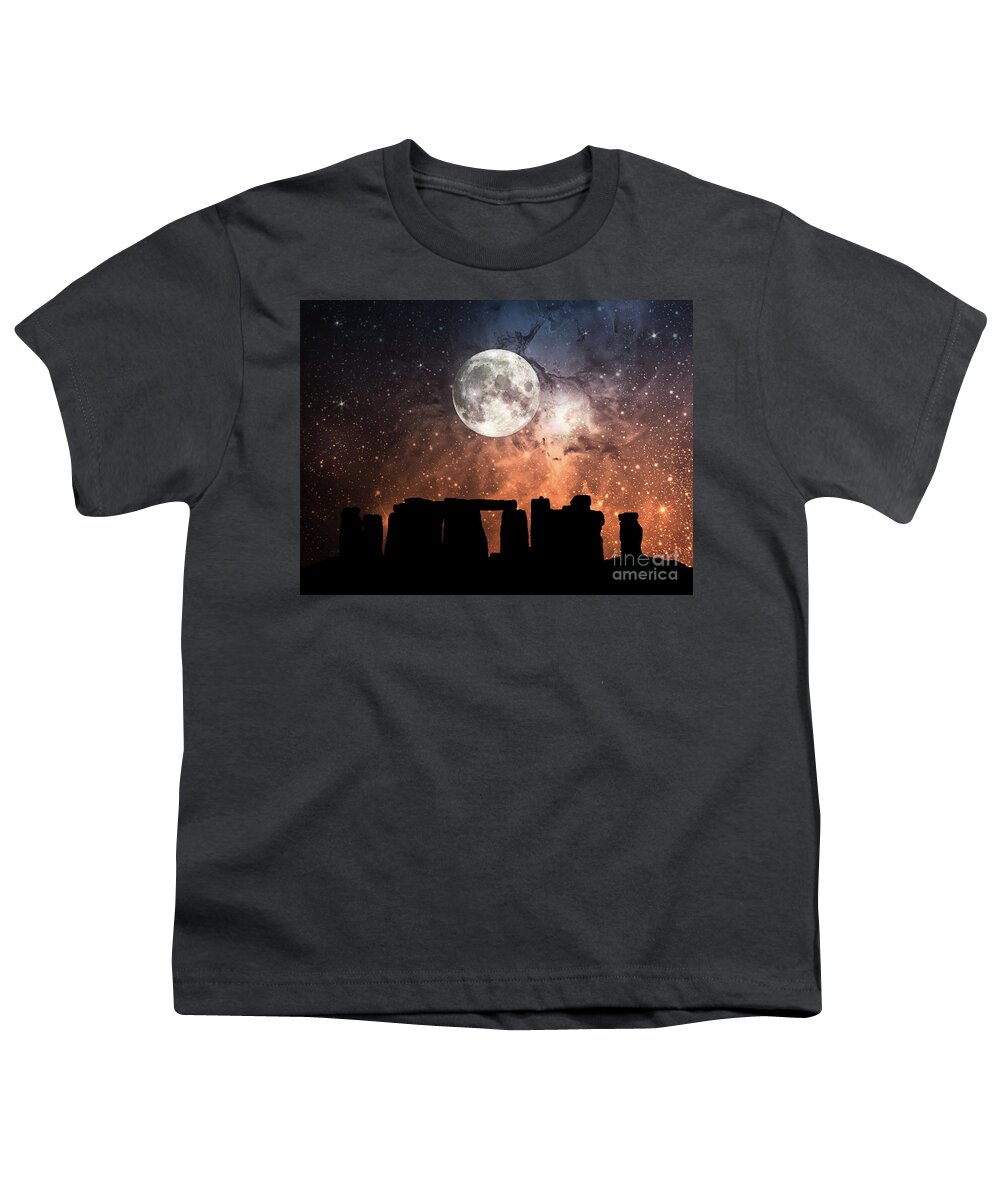 Stonehenge Youth T-Shirt featuring the digital art Stonehenge And The Stars by Phil Perkins