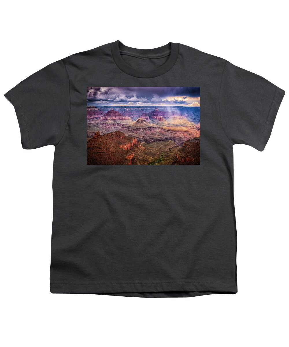 Grand Canyon National Park Youth T-Shirt featuring the photograph Storm Over the Grand Canyon by Norman Reid