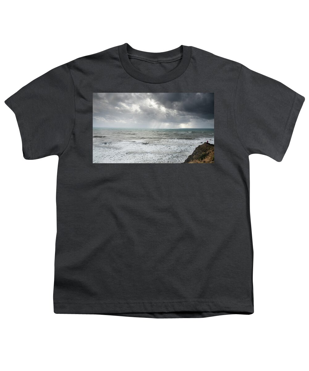 Stormy Sea Youth T-Shirt featuring the photograph Stormy sea and dramatic sky by Michalakis Ppalis