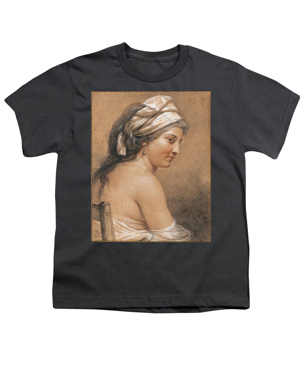 Adelaide Labille-guiard Youth T-Shirt featuring the drawing Study of a Seated Woman Seen from Behind, Marie-Gabrielle Capet by Adelaide Labille-Guiard