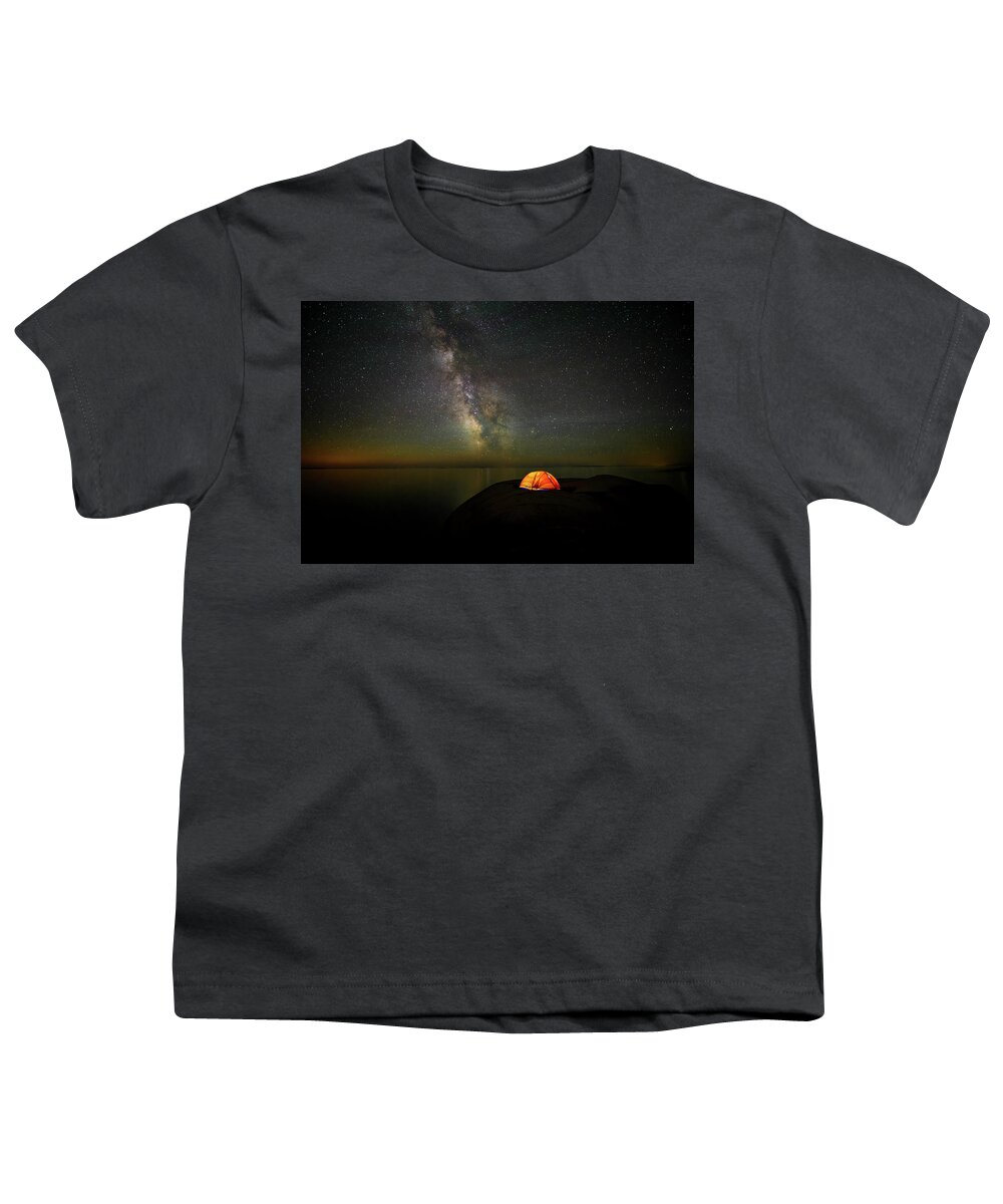 The Milky Way Youth T-Shirt featuring the photograph Summer night by Henry w Liu