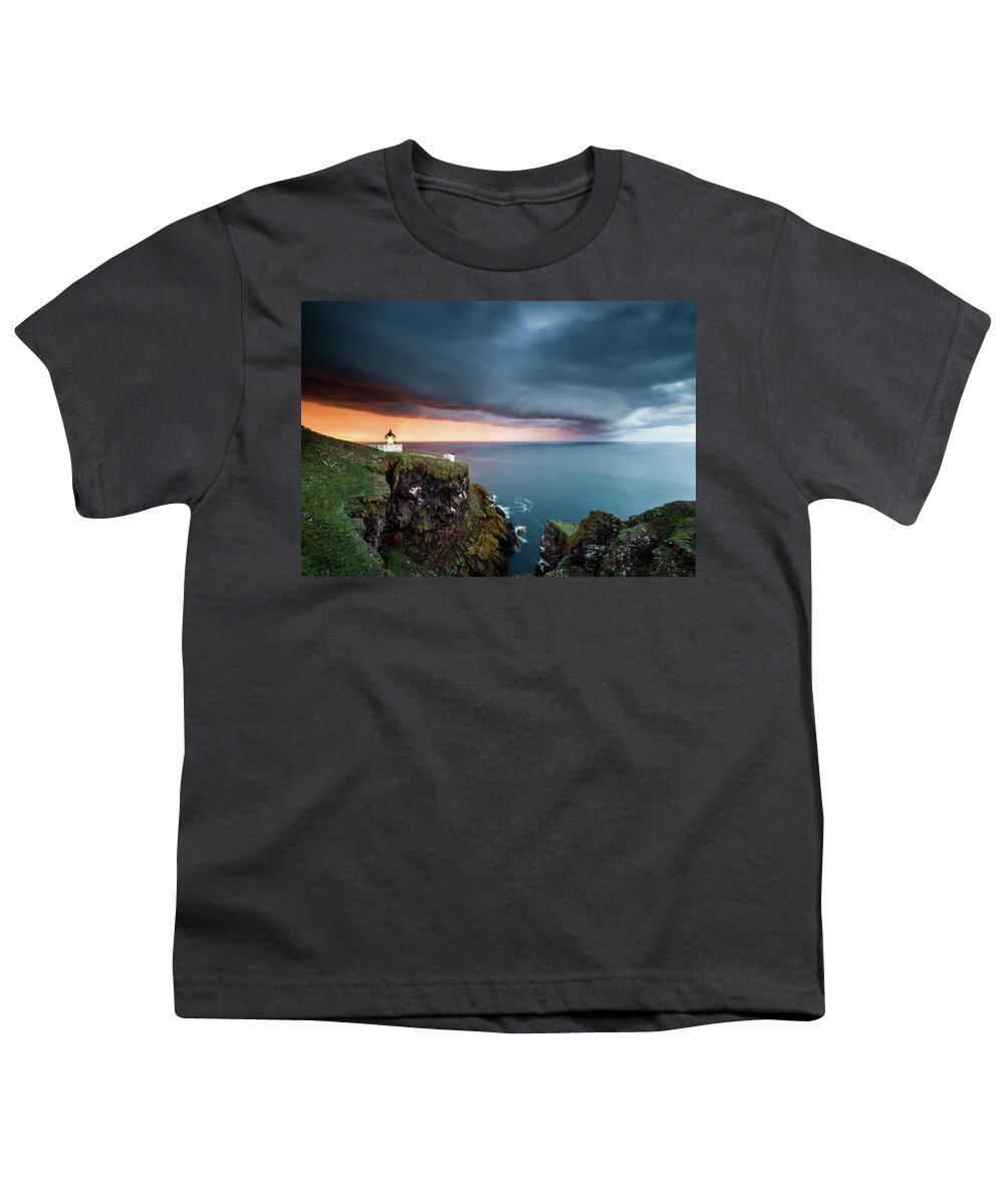 Summer Storm Youth T-Shirt featuring the photograph Summer Storm - St Abbs Head Lighthouse, Scotland by Anita Nicholson