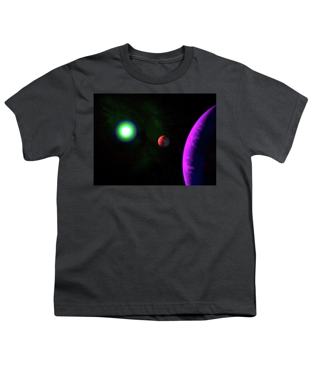 Youth T-Shirt featuring the digital art Sun-Moon-Planet Trio by Don White Artdreamer