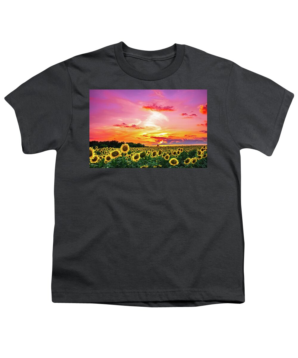 Sunflower Youth T-Shirt featuring the photograph Sunflower Sunset III by KC Hulsman