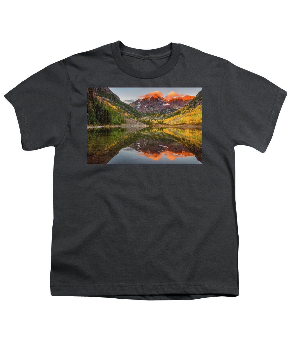 Mountains Youth T-Shirt featuring the photograph Sunkissed Peaks by Darren White