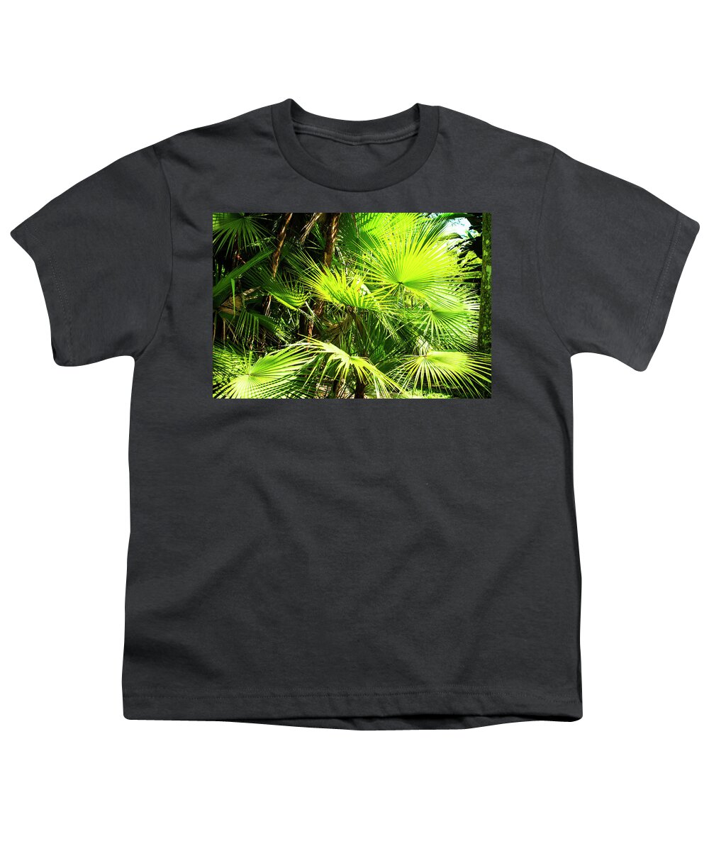 Color Youth T-Shirt featuring the photograph Sunlit Palms -1 by Alan Hausenflock