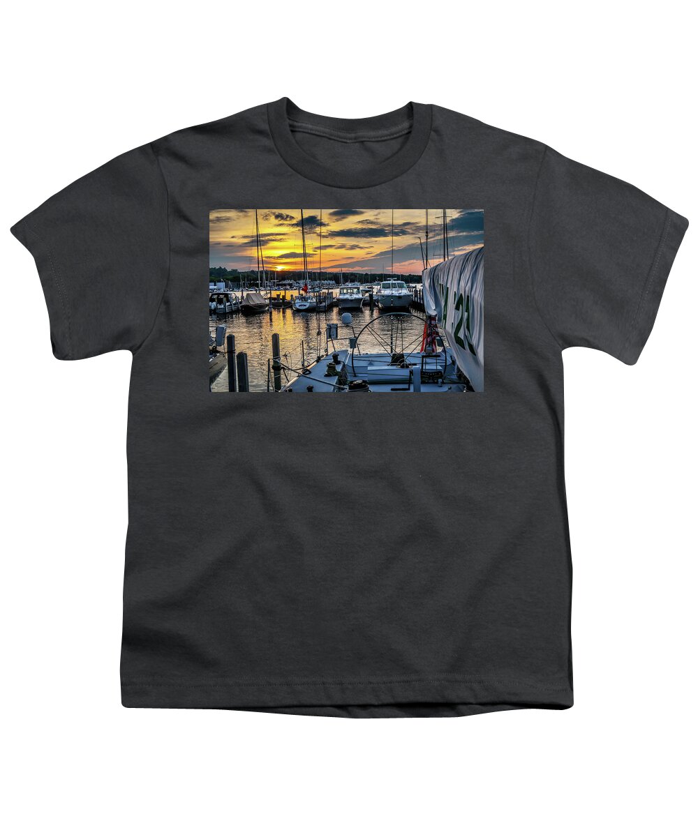 Ohana Youth T-Shirt featuring the photograph Sunrise in Harbor Springs Marina IMG_1219 by Michael Thomas