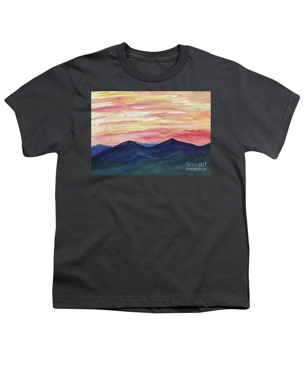 Sunrise Youth T-Shirt featuring the painting Sunrise Mountains by Lisa Neuman