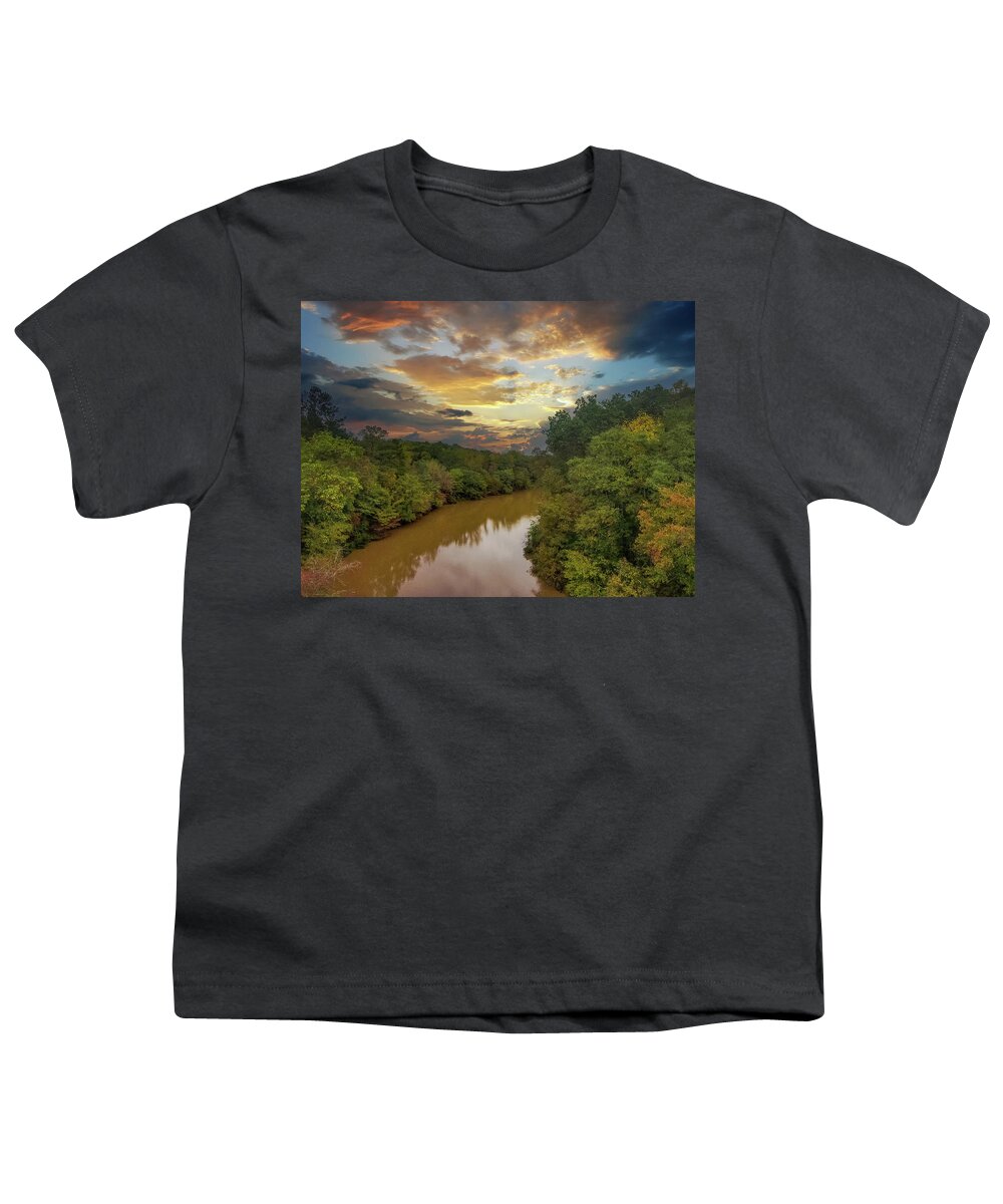 Georgia Youth T-Shirt featuring the photograph Sunset Over the Chattahoochee at Sweetwater Creek State Park by Marcus Jones