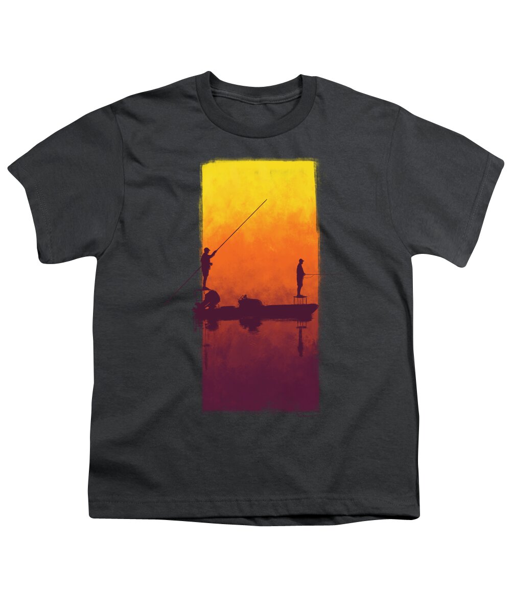 Fly Fishing Youth T-Shirt featuring the digital art Sunset Summer Blues by Kevin Putman
