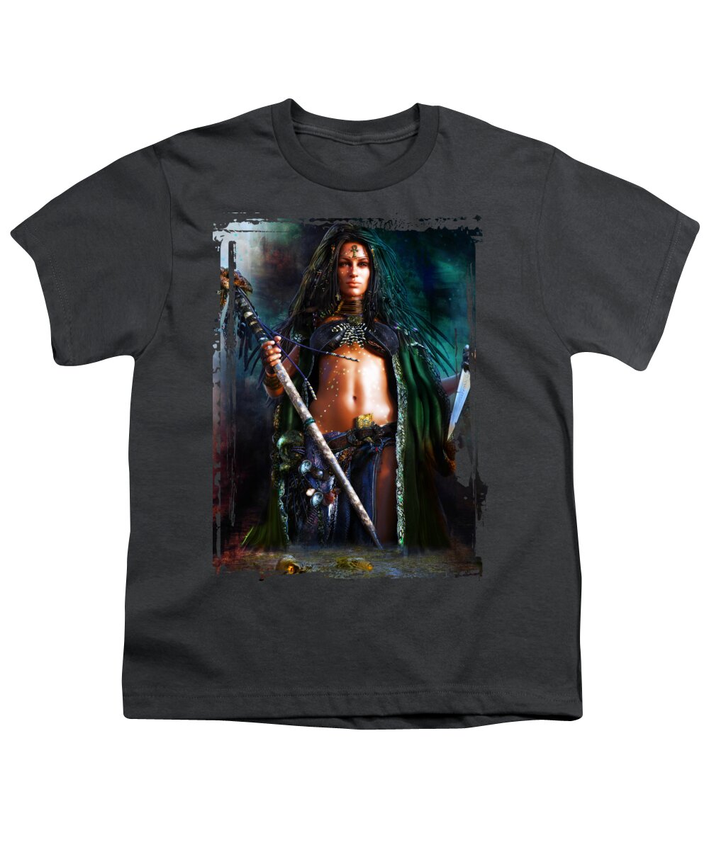 Swamp Witch Youth T-Shirt featuring the digital art Swamp Witch by Shanina Conway