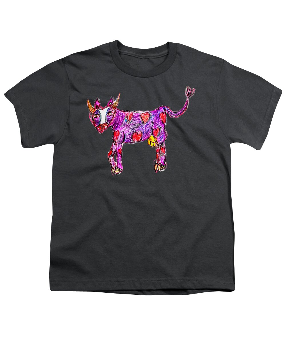 Cow Youth T-Shirt featuring the digital art Sweet Cow by Mimulux Patricia No