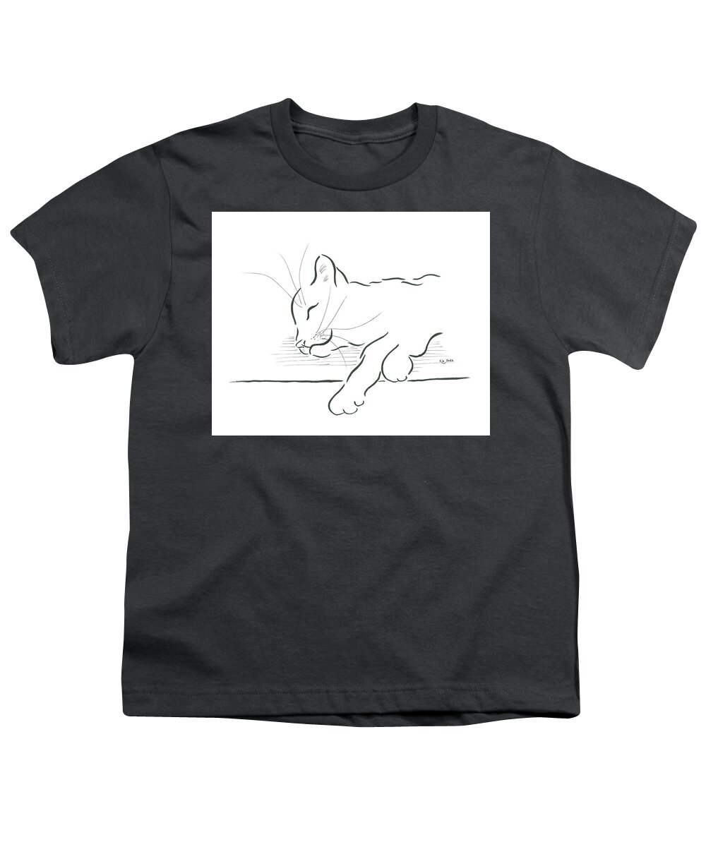 Cat Youth T-Shirt featuring the drawing Sweet dreams by Karen Kaspar