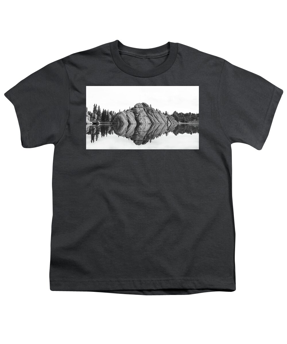 Sylvan Lake Reflections Youth T-Shirt featuring the photograph Sylvan Lake Reflections Black And White by Dan Sproul