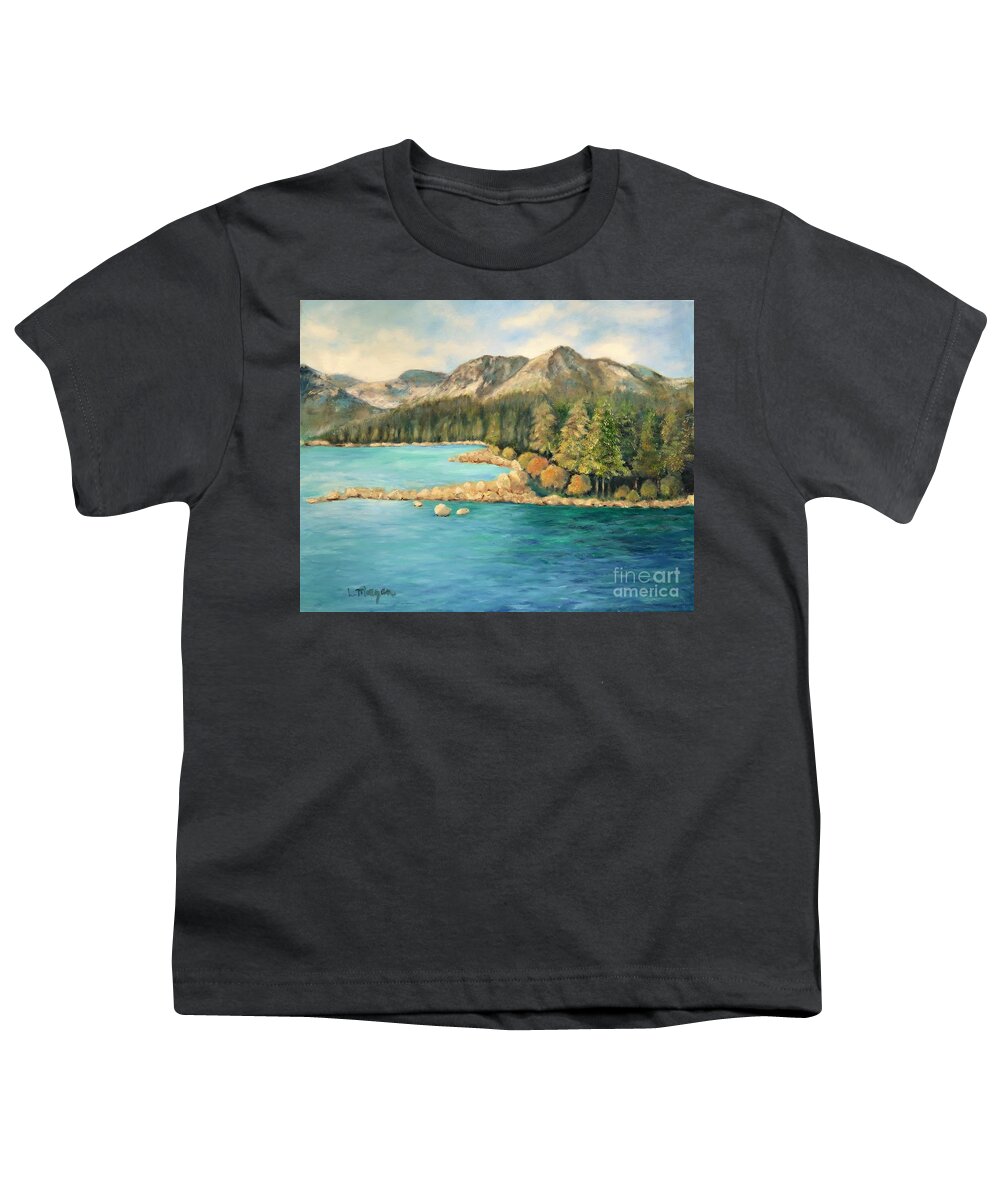 Lake Youth T-Shirt featuring the painting Tahoe in Early Fall by Laurie Morgan