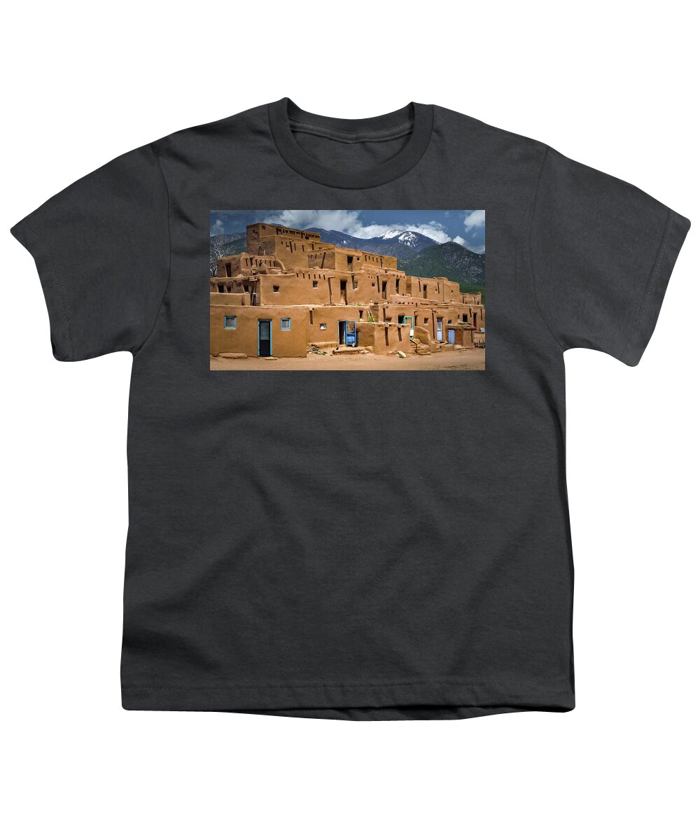 Taos Pueblo Youth T-Shirt featuring the photograph Taos Pueblo by Rebecca Herranen