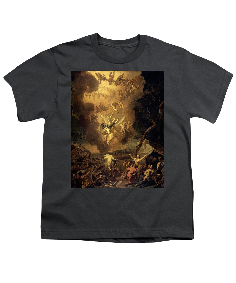 Abraham Hondius Youth T-Shirt featuring the painting The Annunciation to the Shepherds by Abraham Hondius