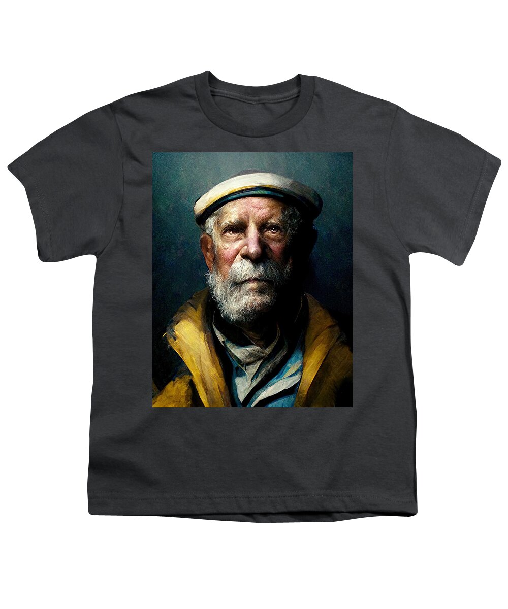 Sea Captain Youth T-Shirt featuring the digital art The Captain by Nickleen Mosher