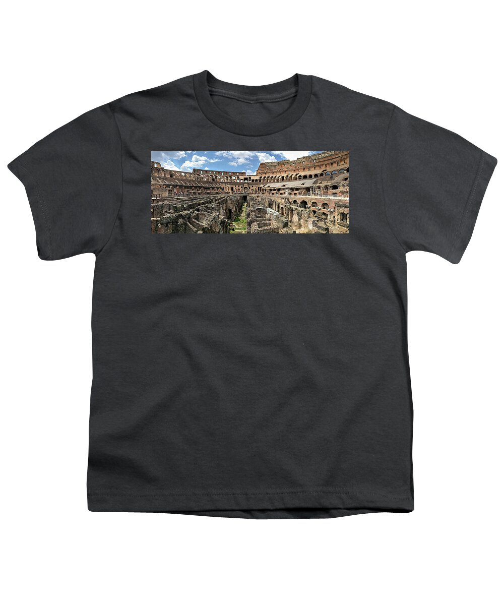 The Colosseum Youth T-Shirt featuring the photograph Colosseum Panorama by Jill Love