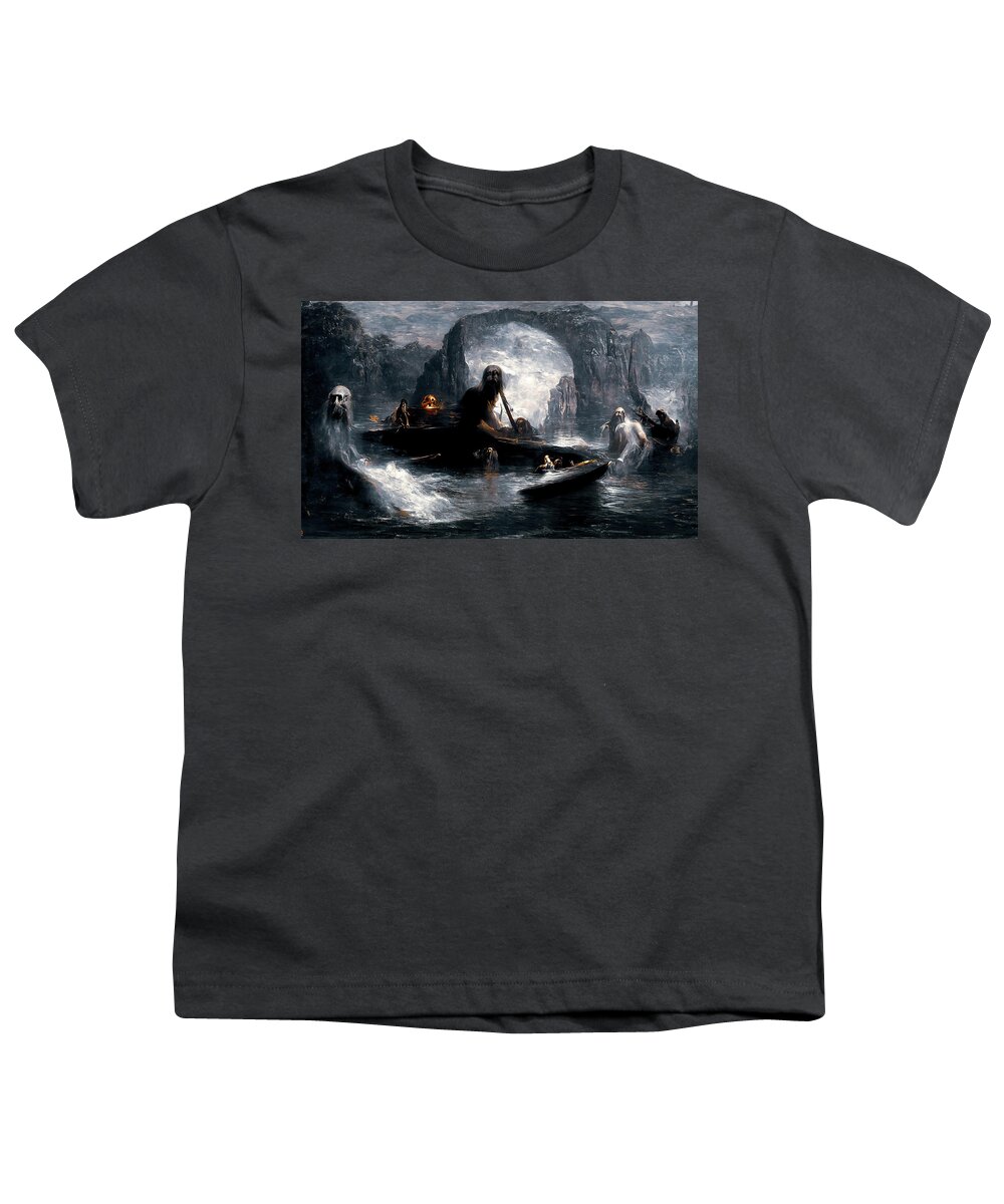 Styx Youth T-Shirt featuring the painting The damned souls of the River Styx, 02 by AM FineArtPrints