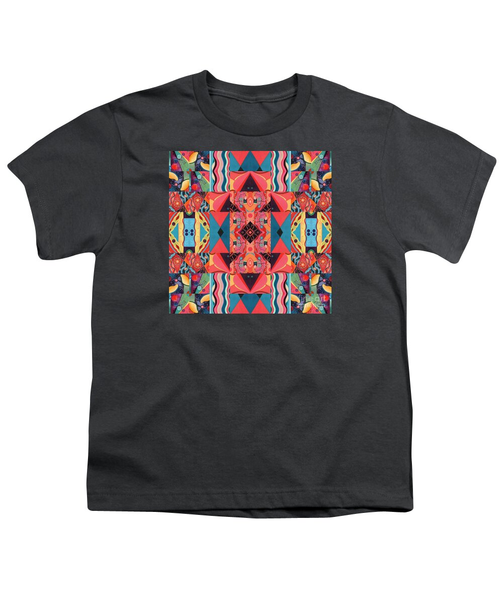 The Joy Of Design Mandala Series Puzzle 8 Arrangement 4 By Helena Tiainen Youth T-Shirt featuring the painting The Joy of Design Mandala Series Puzzle 8 Arrangement 4 by Helena Tiainen