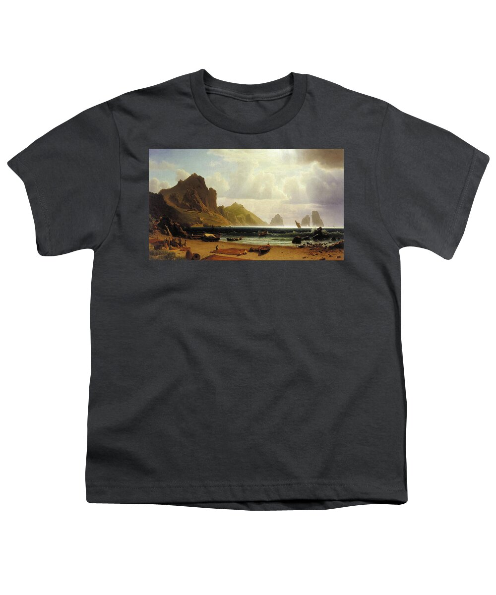 Marina Youth T-Shirt featuring the painting The Marina Piccola at Capri by Albert Bierstadt