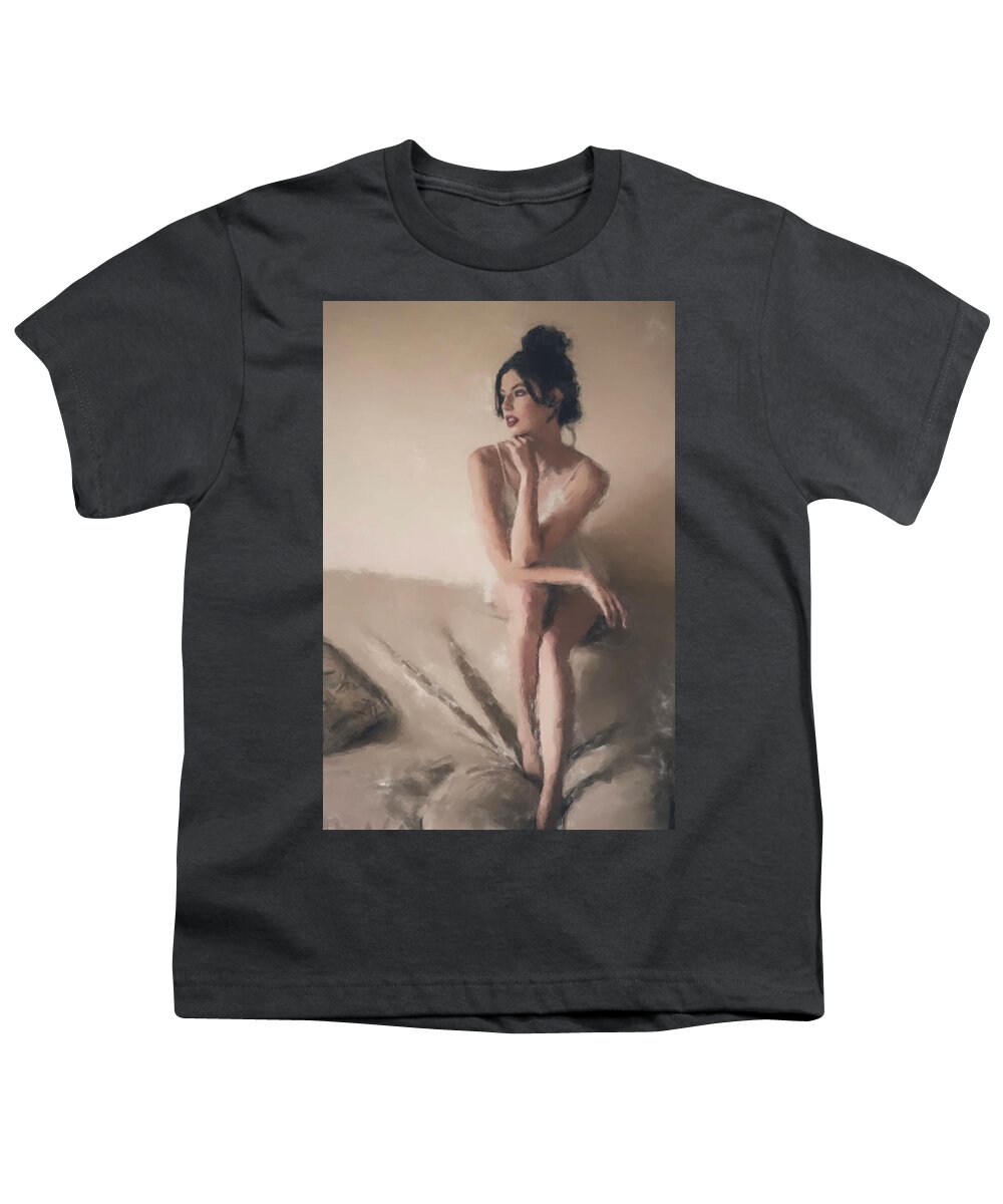 Negligee Youth T-Shirt featuring the painting The Nightgown by Gary Arnold