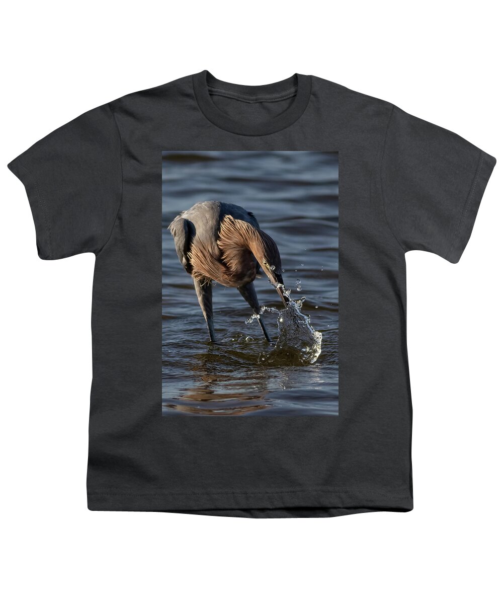 Reddish Egret Youth T-Shirt featuring the photograph The Strike by RD Allen