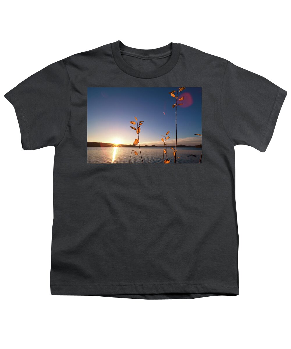 Europe Youth T-Shirt featuring the photograph The sun is rising over a lake in fall - wide angle by Ulrich Kunst And Bettina Scheidulin