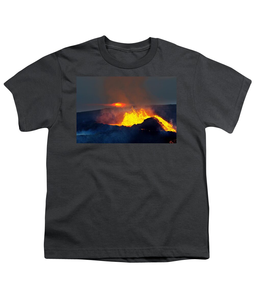 Volcano Youth T-Shirt featuring the photograph The Sunset and the Flame by Christopher Mathews