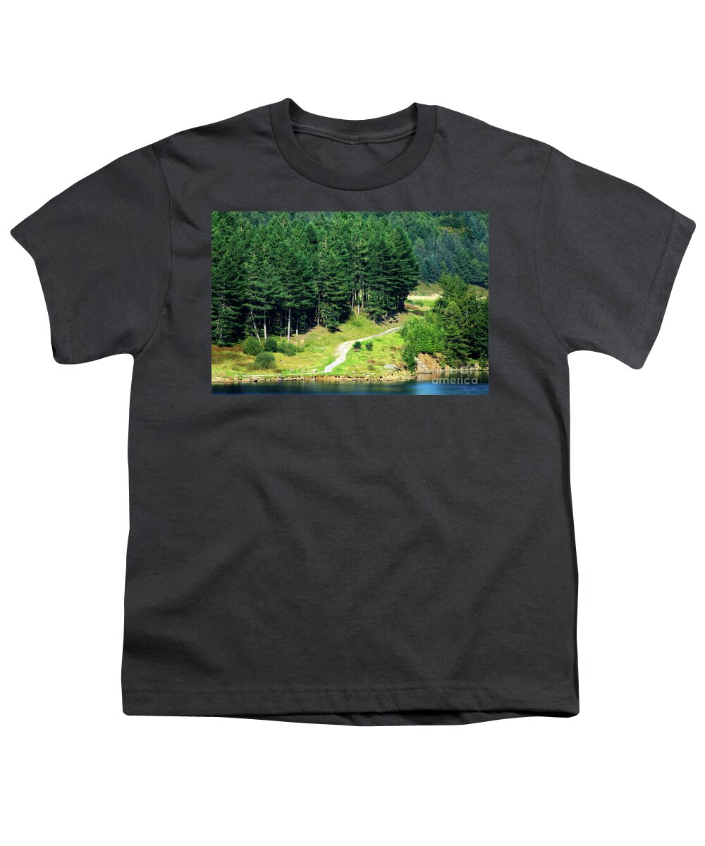 Dove Stone Reservoir Youth T-Shirt featuring the photograph The winding path-Dove Stone-Oldham-UK by Pics By Tony