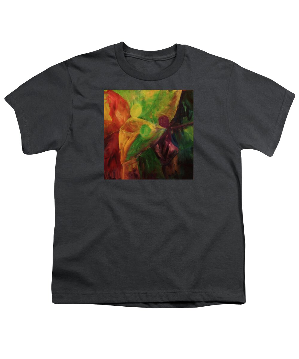 Angels Youth T-Shirt featuring the painting Three Angels by Ellen Eschwege
