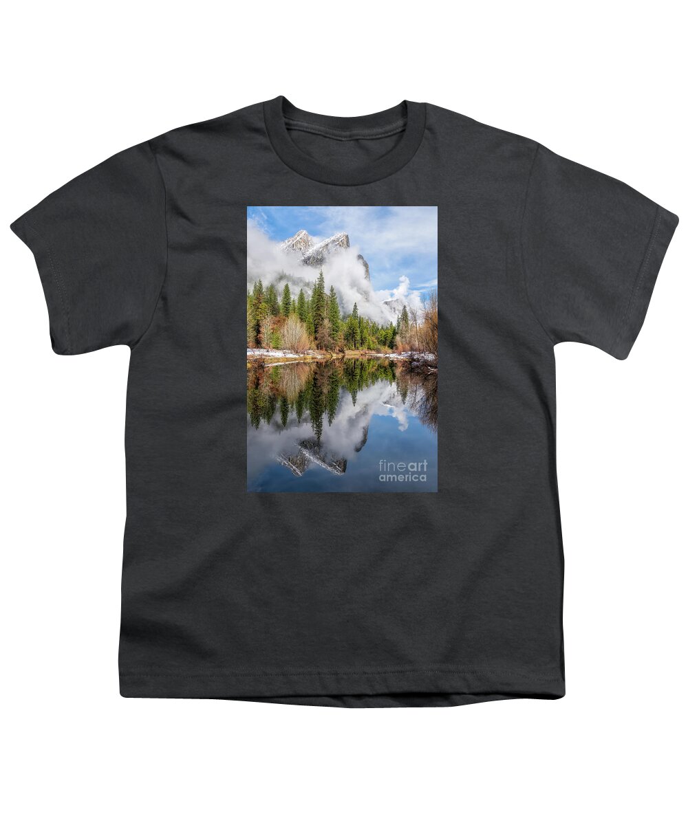 Yosemite Youth T-Shirt featuring the photograph Three Brothers by Alice Cahill