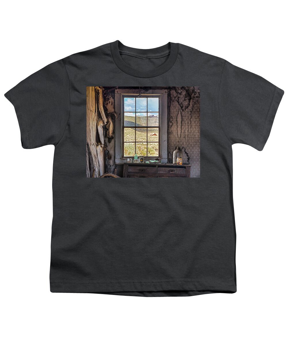 Bodie Youth T-Shirt featuring the photograph Through a Window in Bodie by Cheryl Strahl