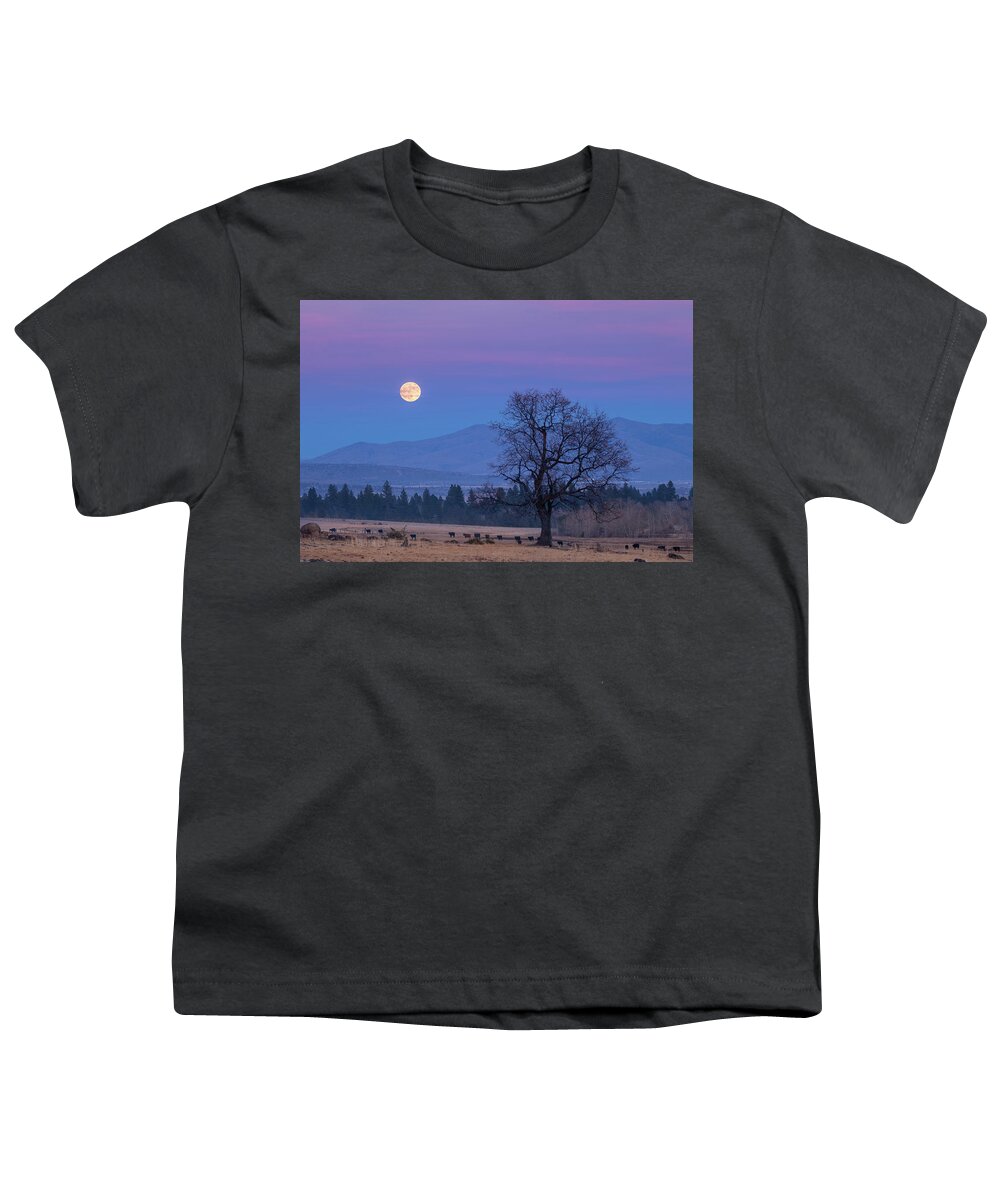 Moonrise Youth T-Shirt featuring the photograph Till the Cows Come Home by Randy Robbins