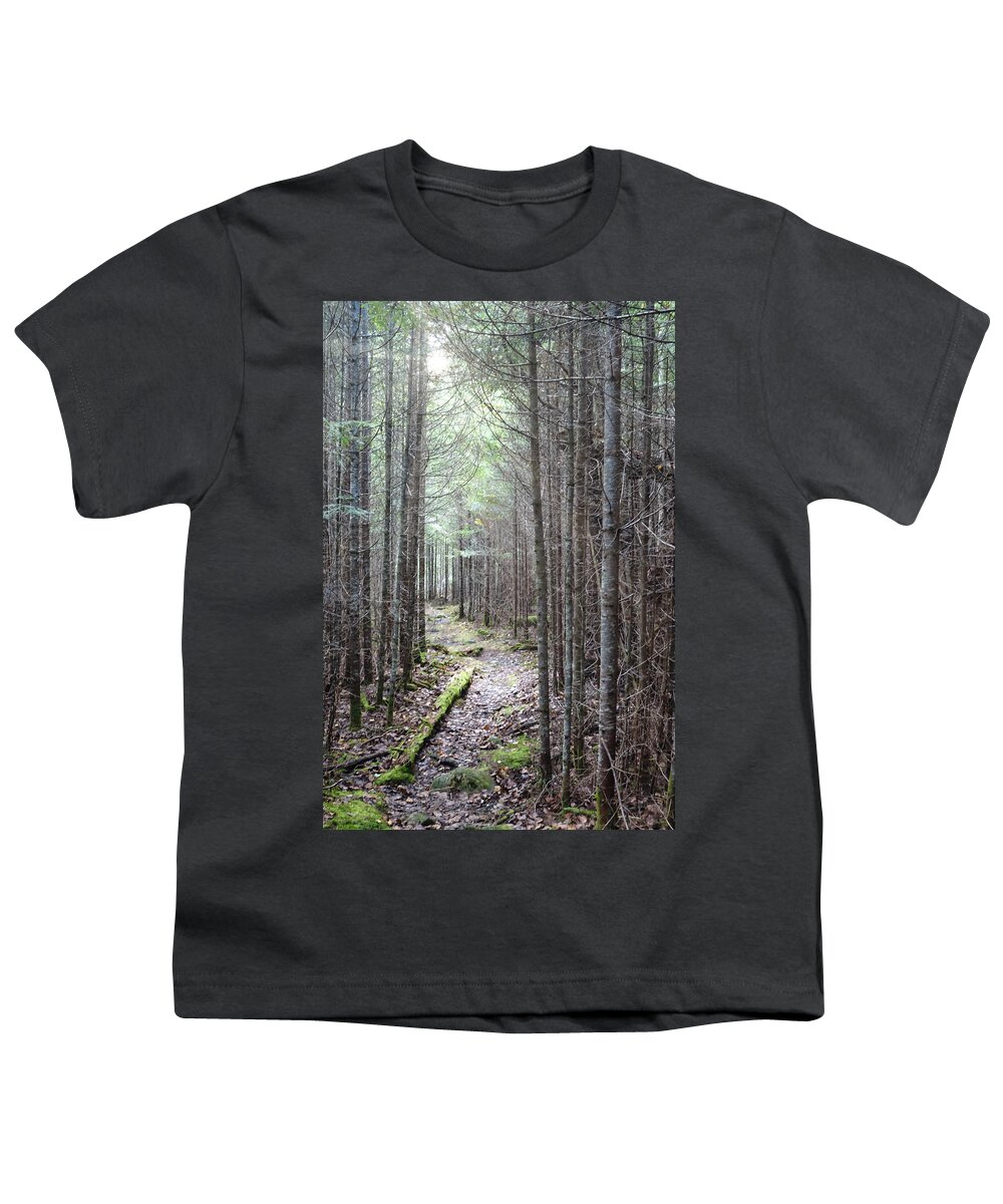 Maine Youth T-Shirt featuring the photograph Trail in Northern Maine Woods by Russel Considine