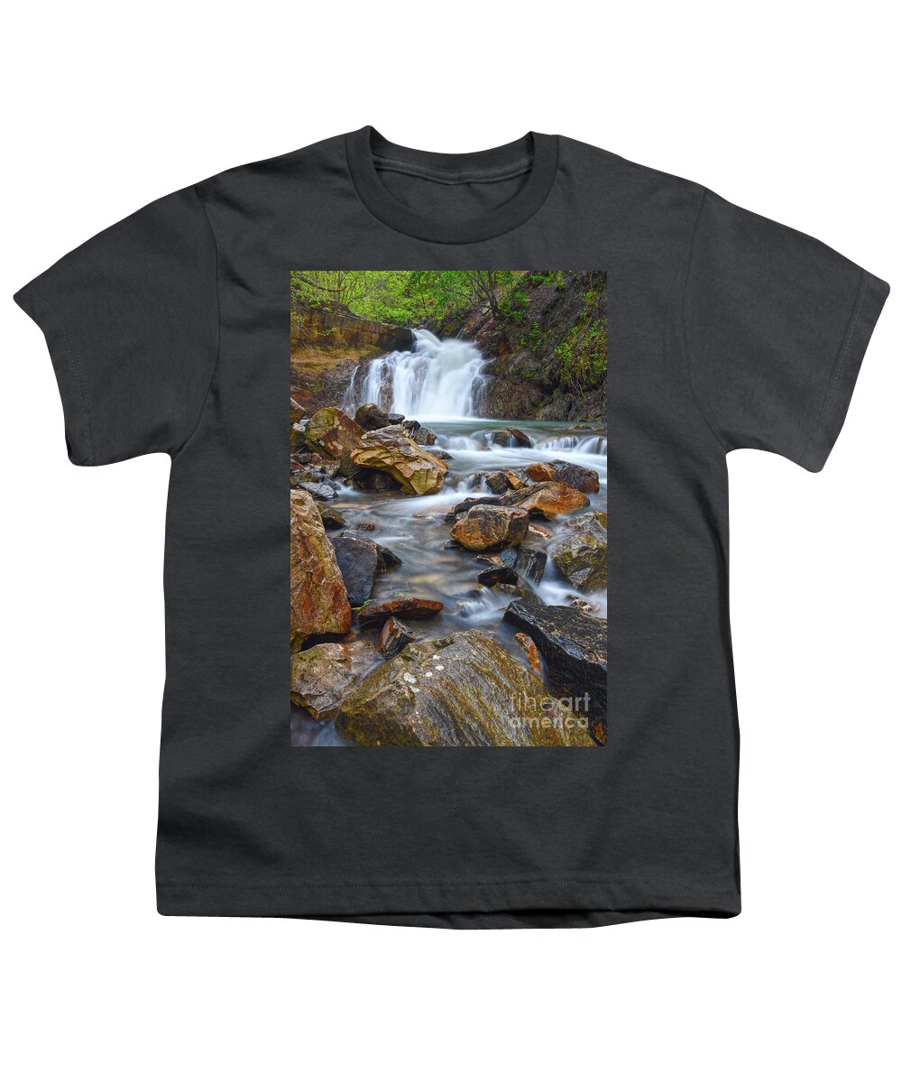 Triple Falls Youth T-Shirt featuring the photograph Triple Falls On Bruce Creek 3 by Phil Perkins