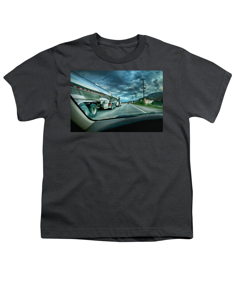 Man Youth T-Shirt featuring the photograph Trucker's Life by Theresa Tahara
