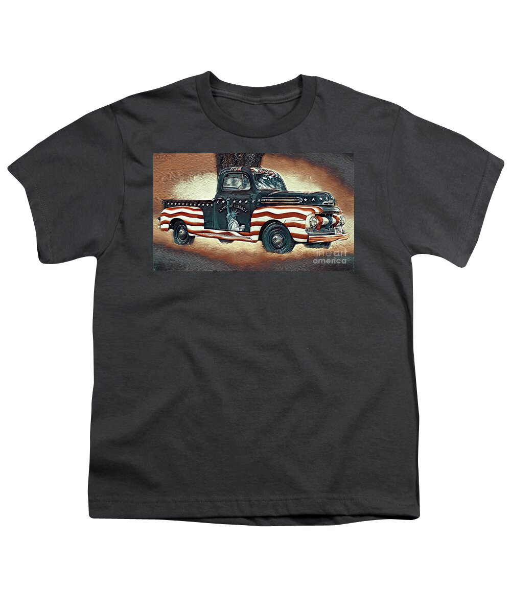 Trucks Youth T-Shirt featuring the mixed media Trucking Liberty 3 by DB Hayes