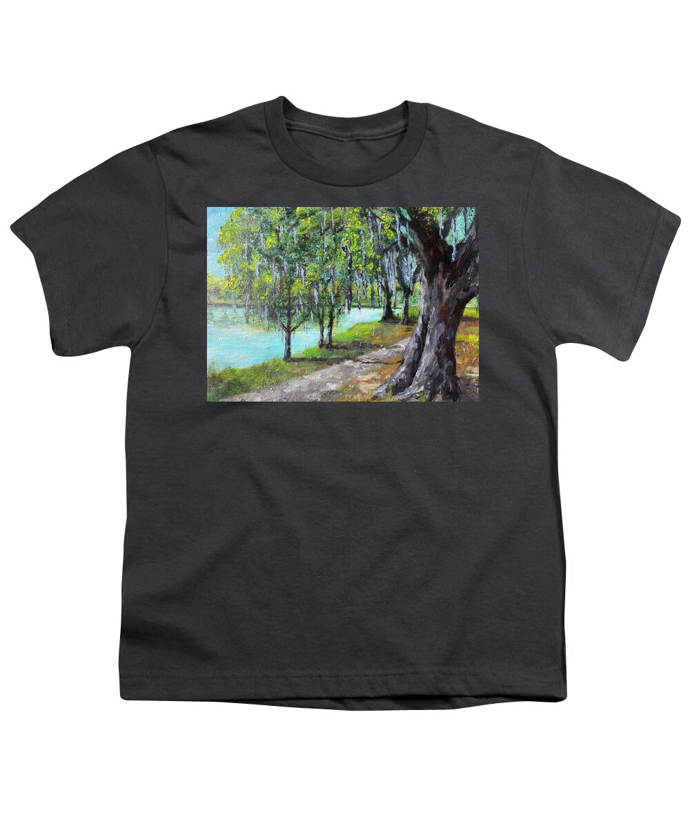 Tuscawilla Park Youth T-Shirt featuring the painting Tuscsawilla Park Walking Path by Larry Whitler