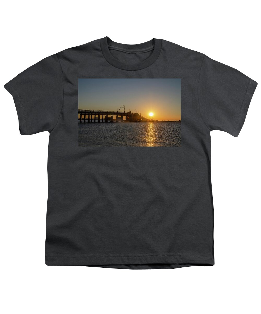 Two Youth T-Shirt featuring the photograph Two Mile Landing Toll Bridge at Sunrise by Bill Cannon