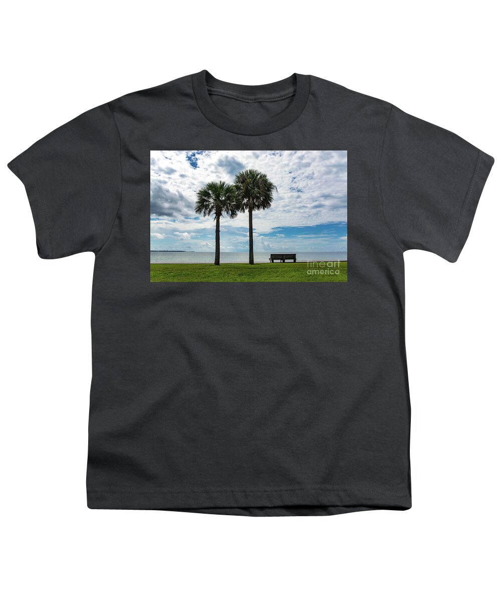Two Youth T-Shirt featuring the photograph Two Palms on Pensacola Bay by Beachtown Views