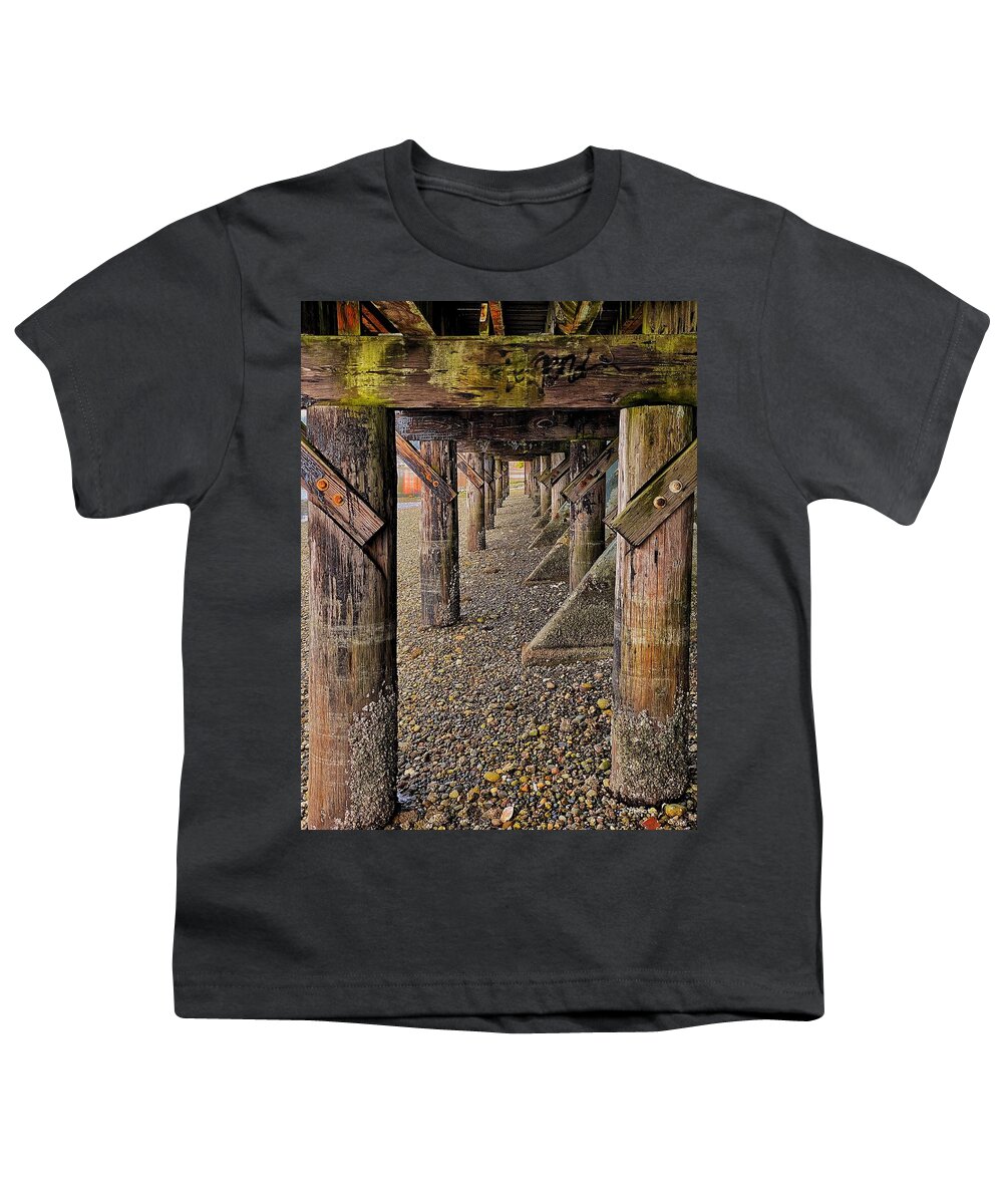 Boardwalk Youth T-Shirt featuring the photograph Under the Boardwalk by Jerry Abbott