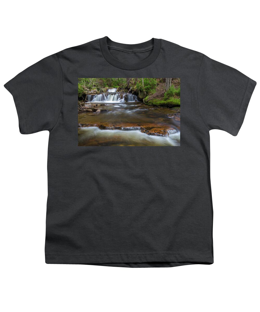 Upper Youth T-Shirt featuring the photograph Upper Nathan Pond Brook Cascade by White Mountain Images